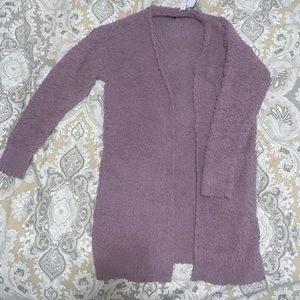 Small fuzzy purple cardigan